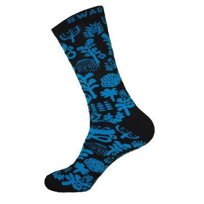 Unisex Crew Swag Forest Socks Black with Blue - 2 pairs