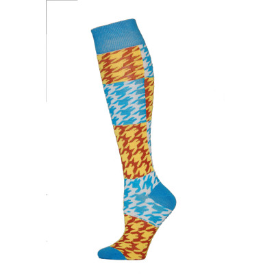 Yelete Hearts And Spots Knee Socks - 1 Pair - Blue and Brown