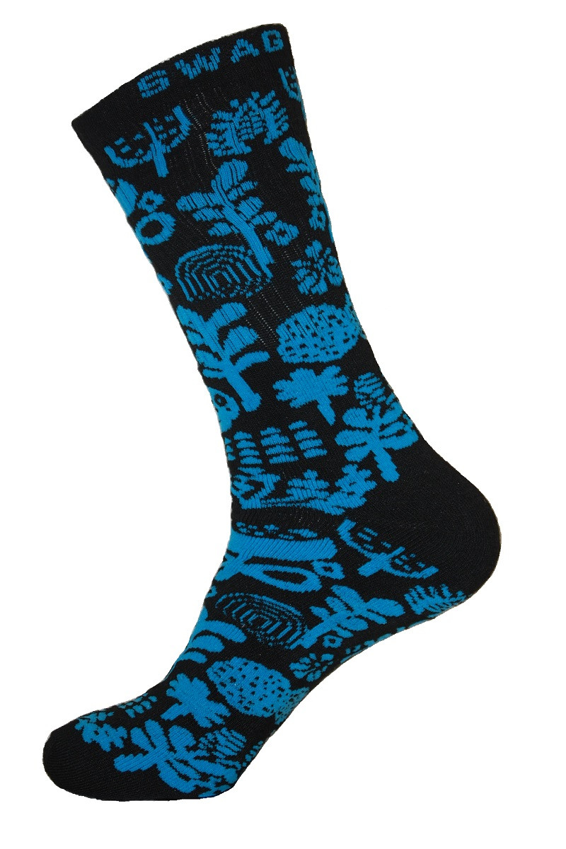 Unisex Crew Swag Forest Socks Black with Royal Blue