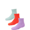 Kid's Cozy Slipper Crew Socks - 3 Pairs - Purple, Orange, Mint Green