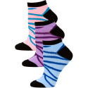 Jaze Women's Zebra Stripe Low Cut Socks - 3 Pairs - Blue/Purple/Pink