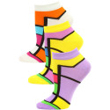 Jaze Women's Bright Geometric Low Cut Socks - 3 Pairs - Purple/Yellow/White