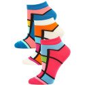 Jaze Women's Bright Geometric Low Cut Socks - 3 Pairs - Pink/White/Blue