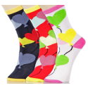 Yelete Women's Balloon Hearts Crew Socks - 3 Pairs - Navy Blue/Red/White Multi
