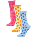 Yelete Women's Lightning Bolt Crew Socks - 3 Pairs - Blue/Orange/Pink Multi