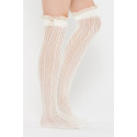 Chevron Pattern Boot Sock Liner - Cream