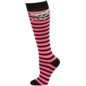 Yelete Stripes and Skulls Knee Socks - 1 Pair - Light Pink/Black Girly Skull