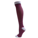 Yelete Mini Stripe Knee Socks - 1 Pair - Pink/Black