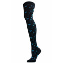 Yelete Mini Hearts Over the Knee Socks - 1 Pair - Black with Blue Hearts