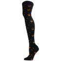 Yelete Mini Hearts Over the Knee Socks - 1 Pair - Black with Orange Hearts