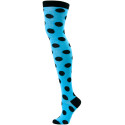 Yelete Women's Big Polka Dot Over the Knee Socks - 1 Pair - Light Blue and Black