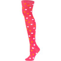 Yelete Polka Dot Over the Knee Socks - 1 Pair - Hot Pink with OrangeWhite Dots