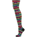 Yelete Stripes and Stars Over the Knee Socks - 1 Pair - Black/Blue/Grey Multi