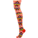 Yelete Stripes and Stars Over the Knee Socks - 1 Pair - Red/Yellow Multi