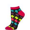 Chatties Women's Neon Argyle Low Cut Socks - 1 Pair - Pink/Black Mini Argyle
