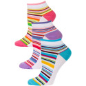 Yelete Pastel Stripe Low Cut Socks - 3 Pairs - Blue, Purple, Pink Multi