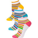 Yelete Pastel Stripe Low Cut Socks - 3 Pairs - Pink. Blue, Orange Multi