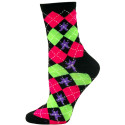 Neon Daze Women's Patterned Crew Socks - 1 Pair - Black Argyle