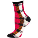 Mad About Plaid Neon Crew Socks - 1 Pair - Black/Orange/Pink Checker Plaid