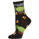 Happy Halloween Women's Crew Socks - 1 Pair - Black - Candy Corn and Spider
