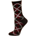 Chatties Women's Argyle Crew  Dress Socks - 1 Pair- Brown & Burgundy