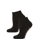 Breast Cancer Awareness Women's Terry Slipper Socks - 2 Pairs - Black with Light Pink Skids