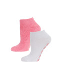 Breast Cancer Awareness Women's Terry Slipper Socks - 2 Pairs - White/Hot Pink