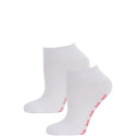 Breast Cancer Awareness Women's Terry Slipper Socks - 2 Pairs - White with Light & Dark Pink Skids