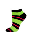 Chatties Women's Bright Stripe Low Cut Socks - 1 Pair - Black/Green/Pink