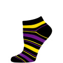 Chatties Women's Bright Stripe Low Cut Socks - 1 Pair - Black/Yellow/Purple
