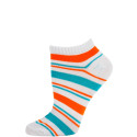 Chatties Women's Bright Stripe Low Cut Socks - 1 Pair - White/Orange/Blue
