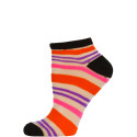 Chatties Women's Bright Stripe Mesh Low Cut Socks - 1 Pair - Black with Orange/Pink/Purple