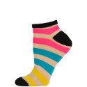 Chatties Women's Bright Stripe Mesh Low Cut Socks - 1 Pair - Black with Pink/Blue/Yellow