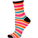 Chatties Women's Bright Stripe Jelly Crew Socks - 1 Pair - Black with Orange/Pink/Blue