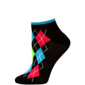 Chatties Women's Neon Argyle Low Cut Socks - 1 Pair - Black/Blue Argyle