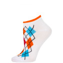 Chatties Women's Neon Argyle Low Cut Socks - 1 Pair - White/Orange Argyle