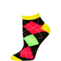 Chatties Women's Neon Argyle Low Cut Socks - 1 Pair - Yellow/Black Large Argyle