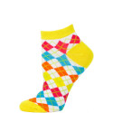 Chatties Women's Neon Argyle Low Cut Socks - 1 Pair - Yellow/White Mini Argyle