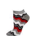 Chatties Women's Zig-Zag Chevron Low Cut Socks - 1 Pair - Grey/Red Multi
