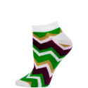 Chatties Women's Zig-Zag Chevron Low Cut Socks - 1 Pair - White/Green/Purple
