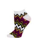 Chatties Women's Zig-Zag Chevron Low Cut Socks - 1 Pair - White/Purple/Yellow
