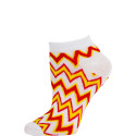 Chatties Women's Zig-Zag Chevron Low Cut Socks - 1 Pair - White/Pink/Yellow