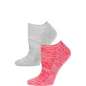 Steve Madden Marled Pastel No Show Socks - 2 Pairs - Light Grey and Hot Pink