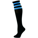 Julietta Women's Sport Stripe Black Knee Socks - 1 Pair - Black and Dark Blue