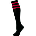 Julietta Women's Sport Stripe Black Knee Socks - 1 Pair - Black and Pink
