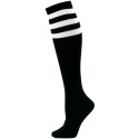 Julietta Women's Sport Stripe Black Knee Socks - 1 Pair - Black and White