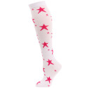 Julietta Star Print Knee Socks - 1 Pair - White with Pink Stars