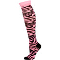 Julietta Zebra Print Knee Socks - 1 Pair - Light Pink/Black