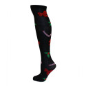 Merry Christmas Women's Knee Socks - 1 Pair - Black with Candy Canes & Mistletoe