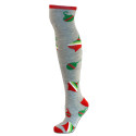 Merry Christmas Women's Knee Socks - 1 Pair - Gray with Ornaments